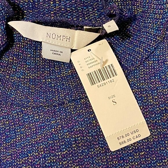 NWT $78 Anthropologie Georgiana Numph Purple Metallic Knitted Mock Sweater Top - Picture 5 of 5